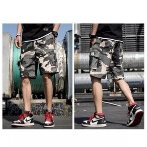 Men Fashion Casual Cargo Shorts Pants Multi Pockets Chino Summer Beach Trousers